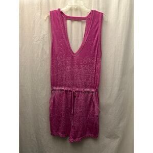 Becca by Rebecca Virtue Beach Date Pink Romper Size Large NWOT Beachwear